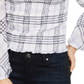 INC International Concepts Women's Smocked Plaid Blouse White Size X-Large