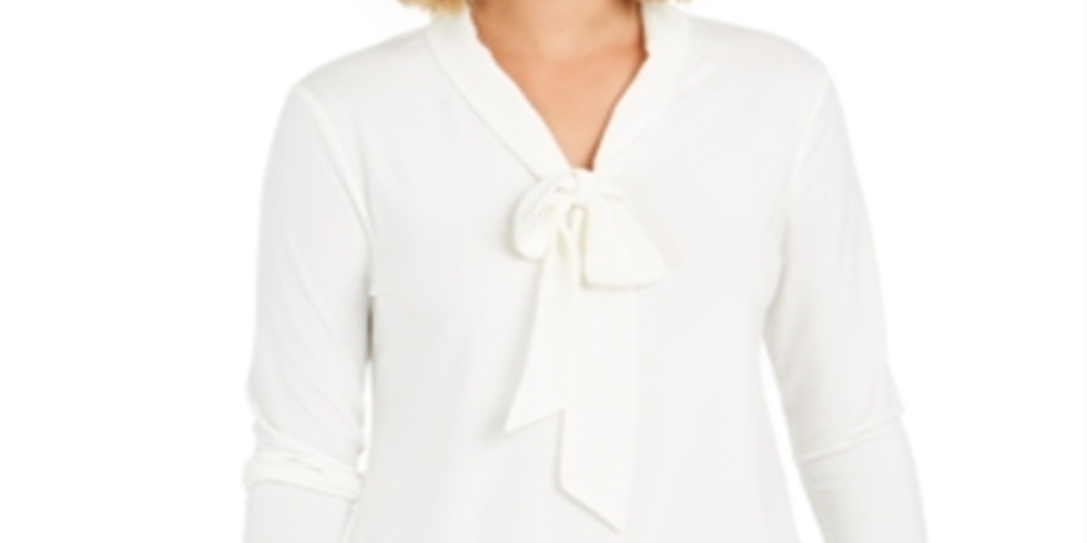 Charter Club Women's Woven Tie Top White Size Medium