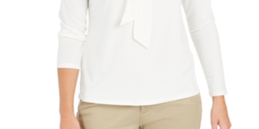 Charter Club Women's Woven Tie Top White Size Medium