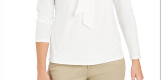 Charter Club Women's Woven Tie Top White Size Medium