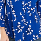 Charter Club Women's Floral Print Pleated V Neck Blouse Blue Size Medium