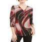 JM Collection Women's Printed Zipper Trim Tunic  Black Size Medium