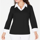 Karen Scott Women's Cotton Layered Look Top Black Size X-Small