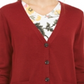Charter Club Women's Merino Wool VNeck Cardigan Red Size Small