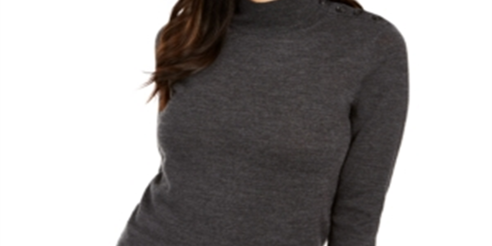 Charter Club Women's Merino Wool Turtleneck Gray Size Large