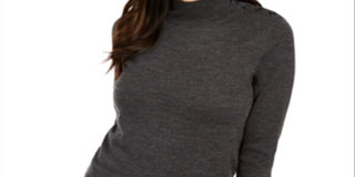 Charter Club Women's Merino Wool Turtleneck Gray Size Large