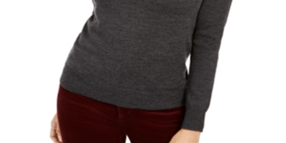 Charter Club Women's Merino Wool Turtleneck Gray Size Large
