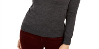 Charter Club Women's Merino Wool Turtleneck Gray Size Large