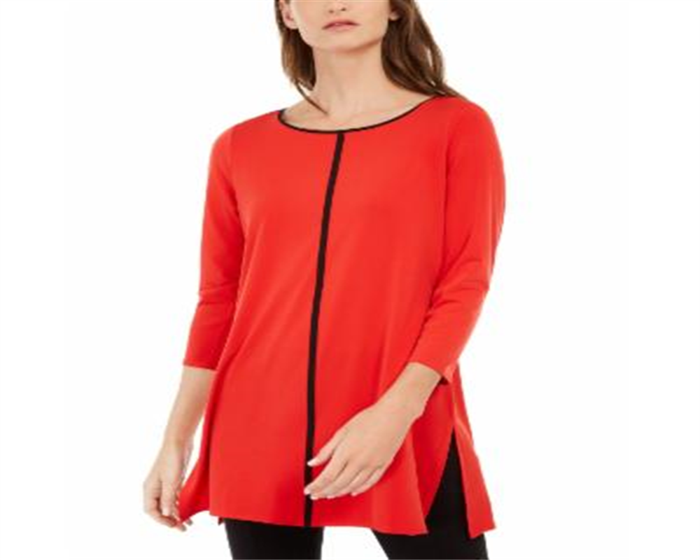 Alfani Women's Piped Tunic Red Size Petite Small