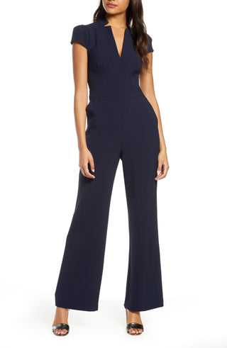 Vince Camuto Women's Notched Neck Jumpsuit Navy Size 6