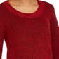 Style & Co Women's Textured Knitted Printed Long Sleeve Scoop Neck T-Shirt Sweater Size Red Size Petite L