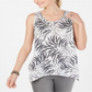 Style & Co Women's Printed Scoop Neck Swing Top White Size Small