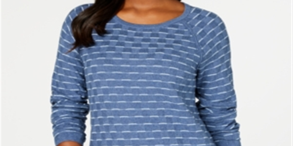 Karen Scott Women's Textured Sweater Blue Size X-Small