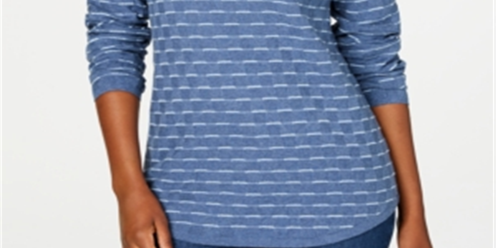 Karen Scott Women's Textured Sweater Blue Size X-Small