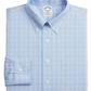Brooks Brothers Men's Regent Slim Fit Stretch Non Iron Check Dress Shirt Blue Size 16-35