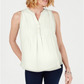 Charter Club Women's Sleeveless Pintuck Blouse  White Size Medium