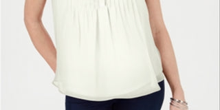 Charter Club Women's Sleeveless Pintuck Blouse  White Size Medium