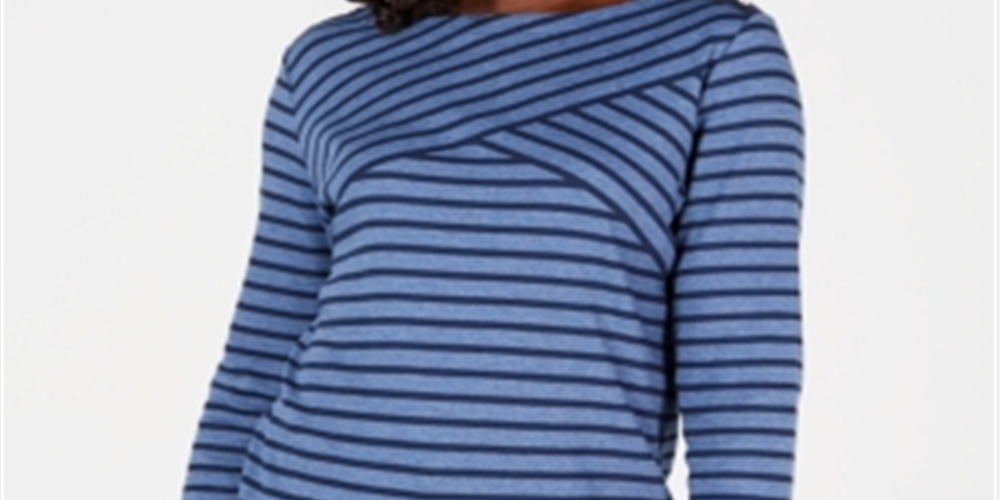 Karen Scott Women's Striped Top Blue Size Petite S