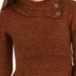 Style & Co Women's Envelope Neck Sweater Brown Size Petite S
