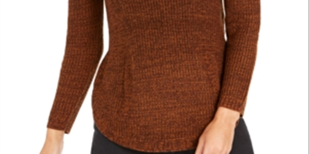 Style & Co Women's Envelope Neck Sweater Brown Size Petite S