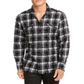 INC International Concepts Men's Frayed Plaid Shirt White Size Small