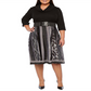 Robbie Bee Women's Plus Ribbed Top Belted Animal Print Dress Black/Grey Size 3X