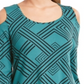 JM Collection Women's 3/4 Sleeve Cold Shoulder Top Green Size X-Large