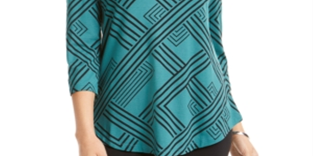 JM Collection Women's 3/4 Sleeve Cold Shoulder Top Green Size X-Large