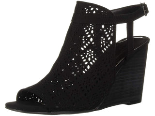 Carlos by Carlos Santana Women's Shoes Gabrielle Suede Peep Toe Casual Platfo Black Size 7.5 M