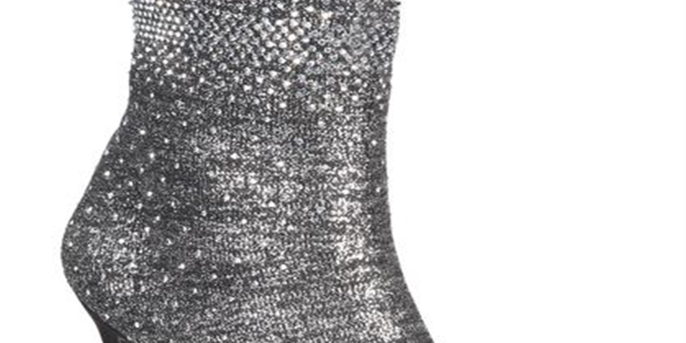 INC International Concepts Women's Rielee 2 Rhinestone Open Toe Ankle Boots Gray Size 10 M