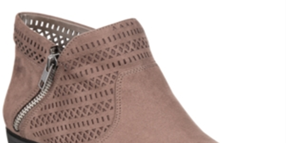 American Rag Women's Perforated Padded Abby Round Toe Block Heel Booties Brown Size 7.5 M