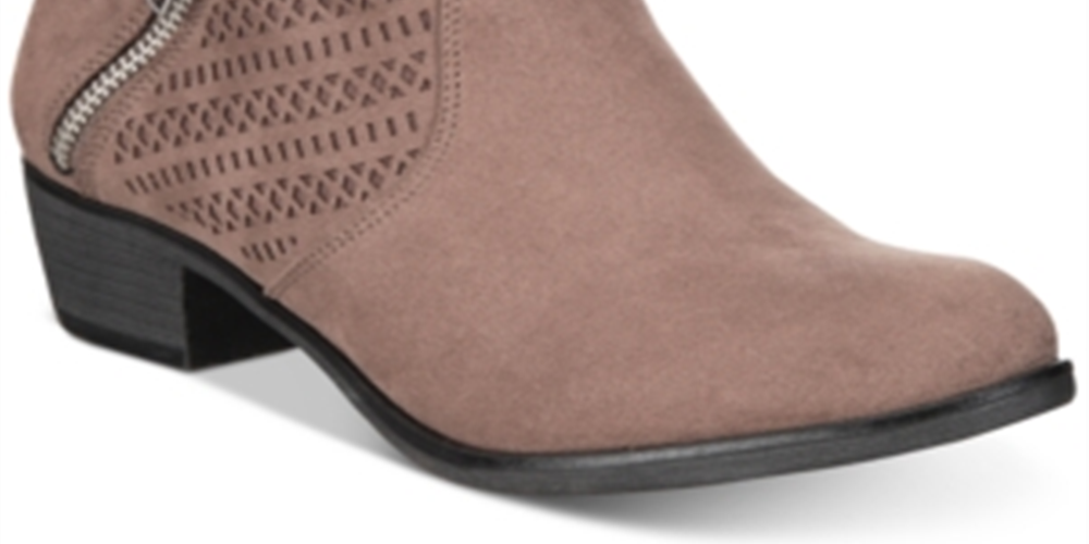 American Rag Women's Perforated Padded Abby Round Toe Block Heel Booties Brown Size 7.5 M