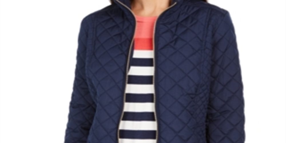 Charter Club Women's Quilted Jacket Blue Size Medium