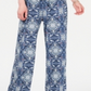 Style & Co Women's Knit Ruched Tie Waist Printed Short Sleeve V Neck Jumpsuit Blue Size X-Large