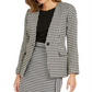 Calvin Klein Women's Houndstooth Print Single Button Blazer Black Size 6