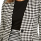 Calvin Klein Women's Houndstooth Print Single Button Blazer Black Size 6