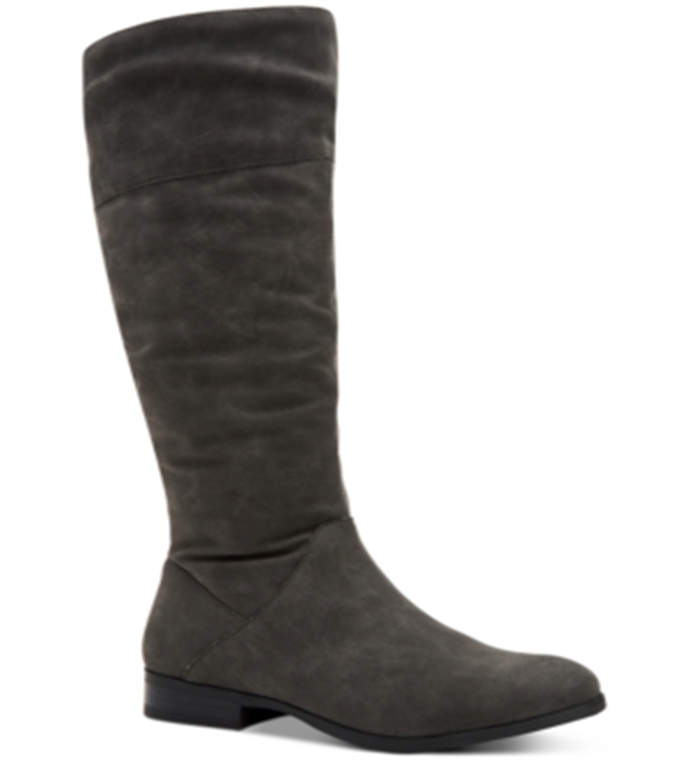 Style & Co Women's Ruched at Shaft Round Toe Zip up Boots Gray Size 6