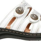 Clarks Women's Sandals White - White Leisa Grace Tri-Strap Button-Accent Leather Sandal - Women White Size 7 M-W