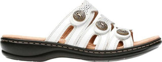 Clarks Women's Sandals White - White Leisa Grace Tri-Strap Button-Accent Leather Sandal - Women White Size 7 M-W