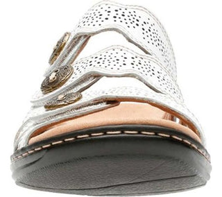 Clarks Women's Sandals White - White Leisa Grace Tri-Strap Button-Accent Leather Sandal - Women White Size 7 M-W
