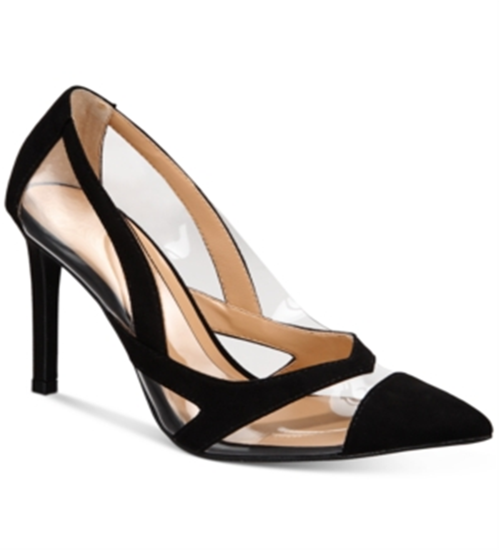 Thalia Sodi Women's Nessy Faux Suede Slip on Dress Heels Black Size 10