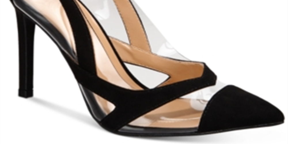 Thalia Sodi Women's Nessy Faux Suede Slip on Dress Heels Black Size 10