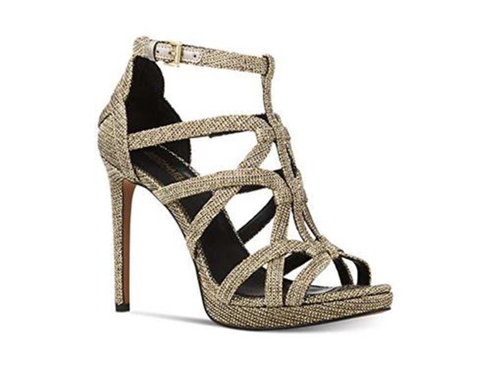 Michael Kors Women's Sandra Leather Peep Toe Black Size 9