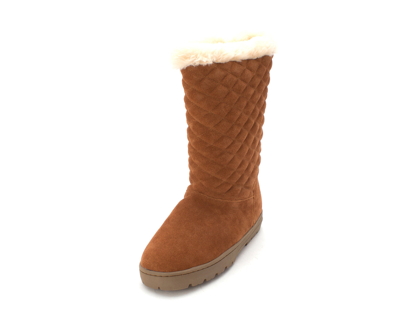 Style & Co Women's Quilted Fur Trim Cushioned Nickyy Round Toe Leather Snow Boots Brown Size 6 M