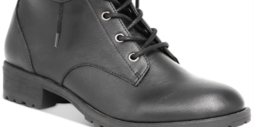 American Rag Women's Franie Leather Closed Toe Ankle Combat Boots Black Size 9 M