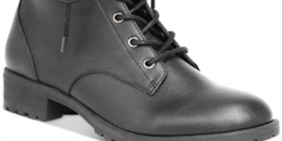 American Rag Women's Franie Leather Closed Toe Ankle Combat Boots Black Size 9 M