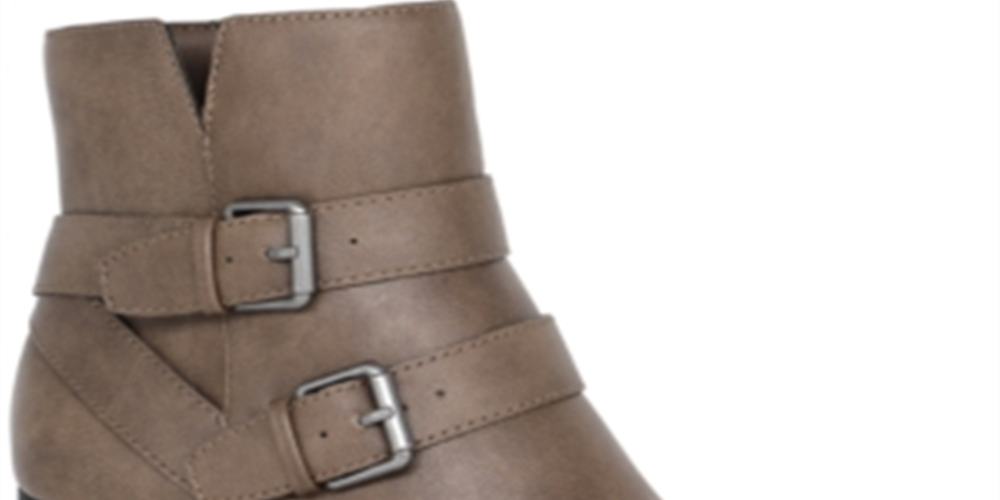 Style & Co Women's Buckle Accent Padded Fortunata Round Toe Block Heel Zip up Booties Brown Size 8.5 M