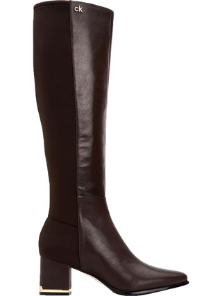 Calvin Klein Womens Freeda Leather Knee-High Boots Brown Size 5 M