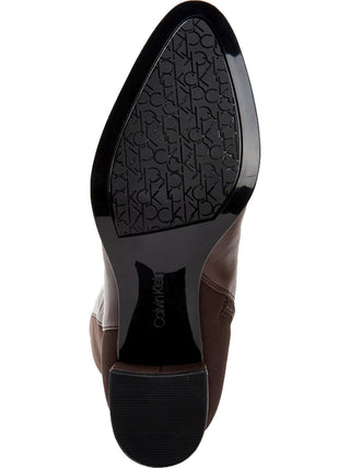 Calvin Klein Womens Freeda Leather Knee-High Boots Brown Size 5 M