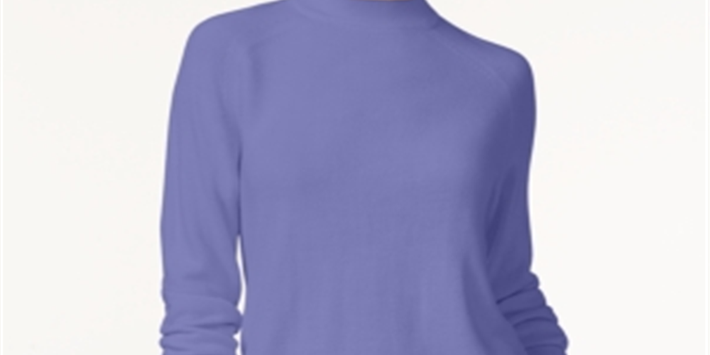 Karen Scott Women's Zip Back Mock Neck Sweater Purple Size Small